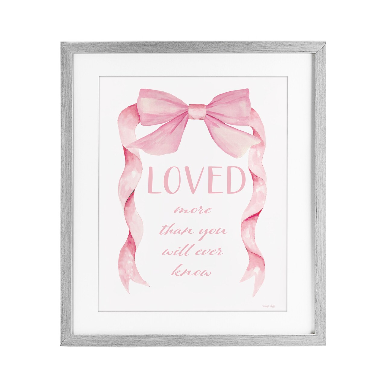 Stupell Industries Loved More Sentiment Pink Ribbon Framed Print Under Glass, design by Cindy Jacobs